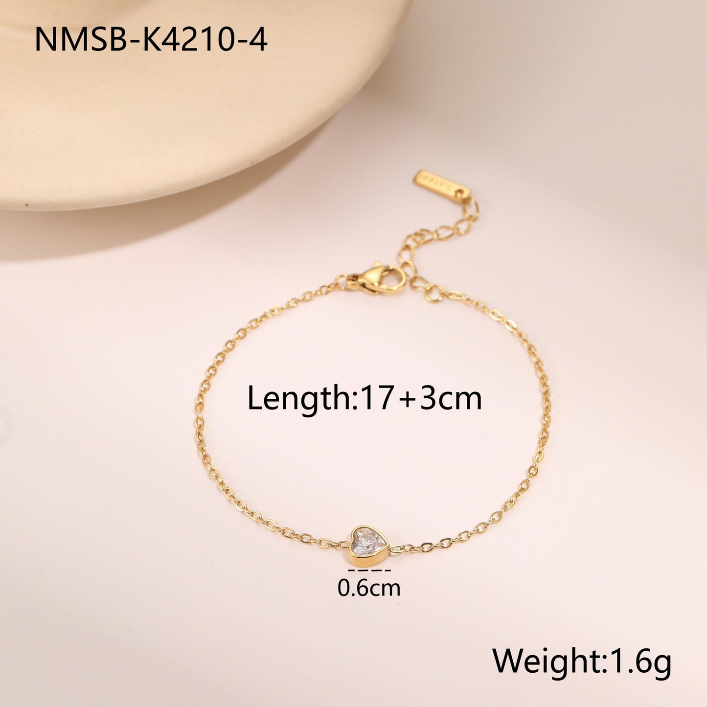 Love Zircon Bracelet 18k Gold Plated Stainless Steel