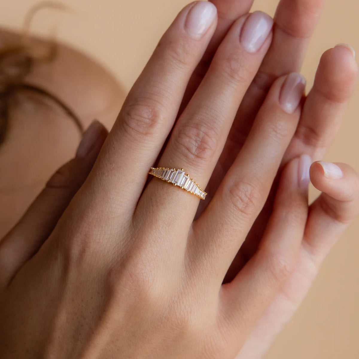 Art Deco Diamond Ring Minimalist • Vintage Style Cocktail Ring in Gold • Crystal Chandelier Engagement Ring, Gift for Her