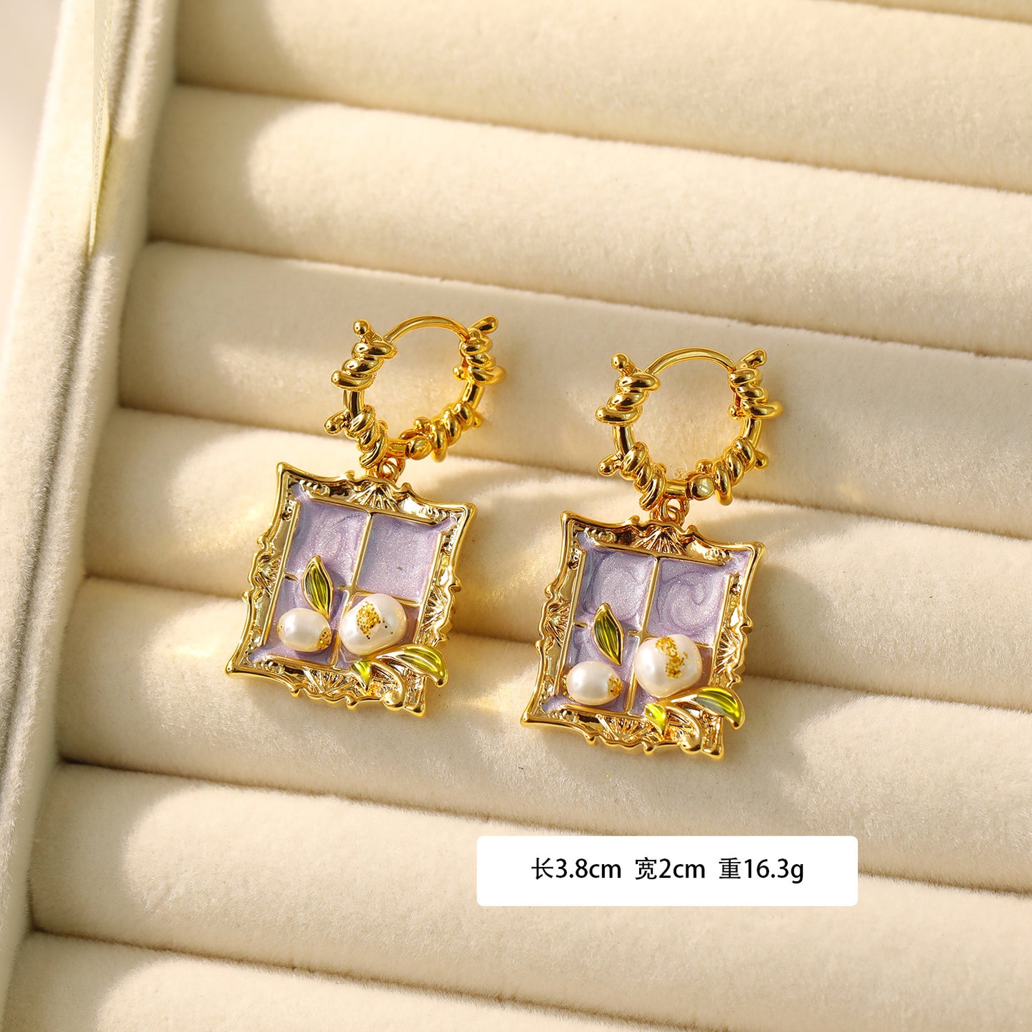 Oil Painting Style Earrings, Pearl Earrings For Women
