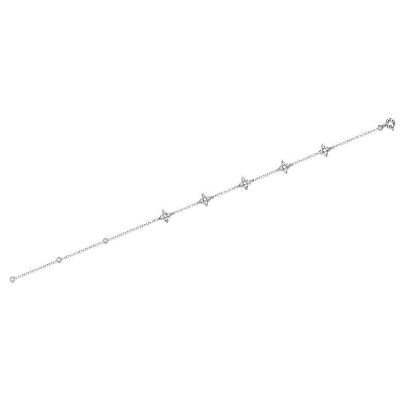 Dainty Four Leaf Clover Bracelet - 0.6ct Moissanite 925 Sterling Silver Lucky Charm Gift