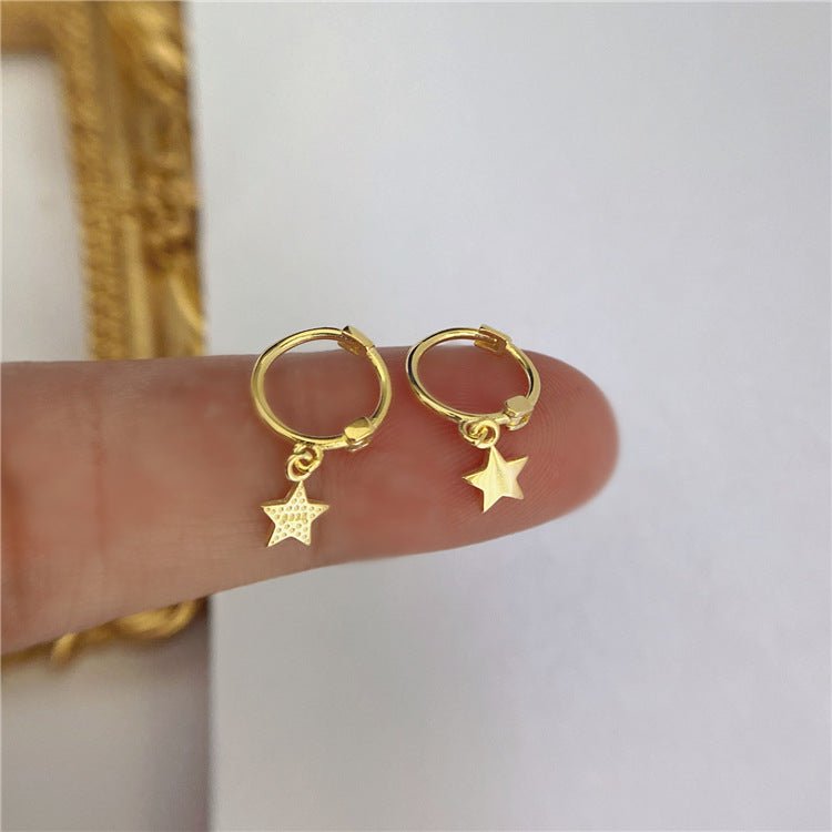 Dainty Gold Star Huggie Hoop Earrings - 14k Gold Plated 925 Sterling Silver Minimalist Jewelry