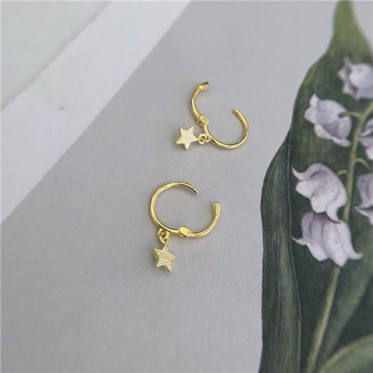 Dainty Gold Star Huggie Hoop Earrings - 14k Gold Plated 925 Sterling Silver Minimalist Jewelry
