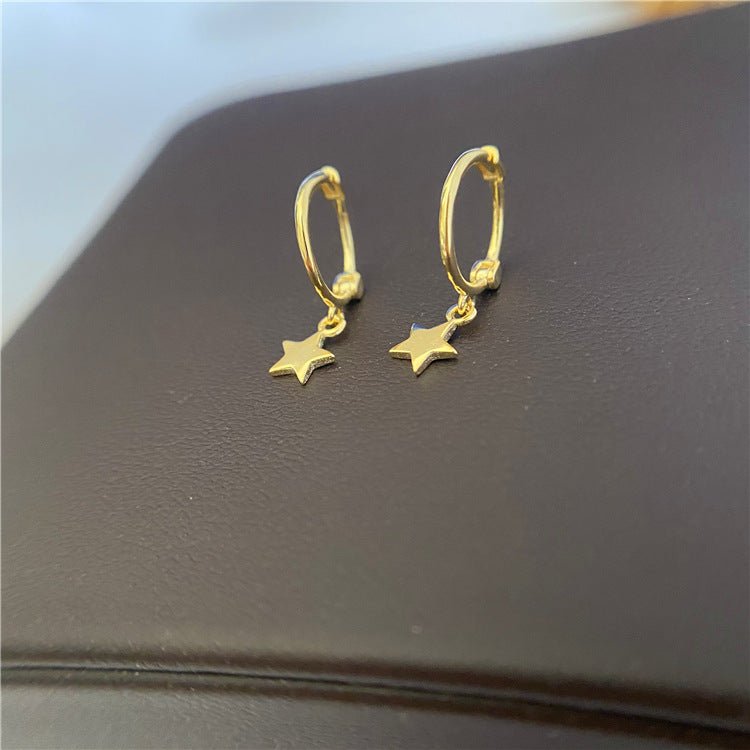 Dainty Gold Star Huggie Hoop Earrings - 14k Gold Plated 925 Sterling Silver Minimalist Jewelry