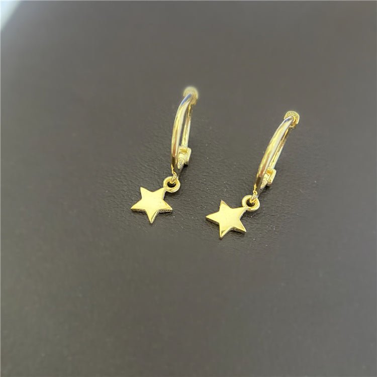 Dainty Gold Star Huggie Hoop Earrings - 14k Gold Plated 925 Sterling Silver Minimalist Jewelry