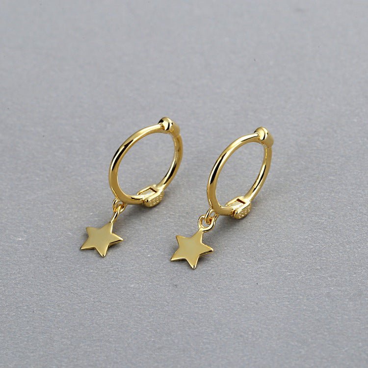 Dainty Gold Star Huggie Hoop Earrings - 14k Gold Plated 925 Sterling Silver Minimalist Jewelry