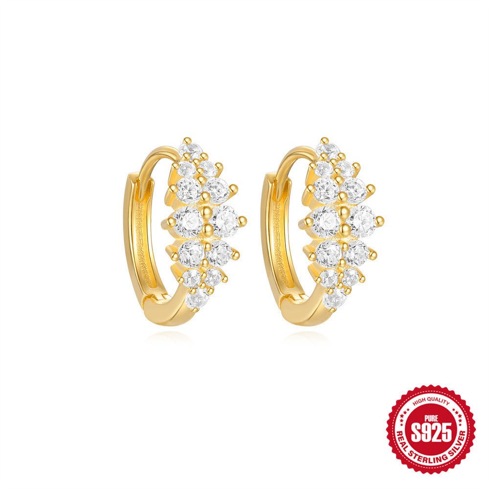 Dainty Kate Hoop Earrings with Diamond Charm - 925 Sterling Silver Gold Plated Huggies