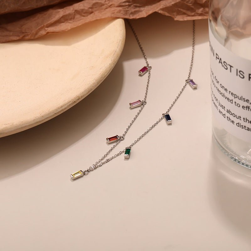 Dainty & Tiny Baguette CZ Charms Choker Necklace