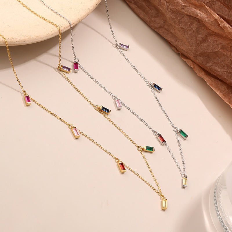 Dainty & Tiny Baguette CZ Charms Choker Necklace
