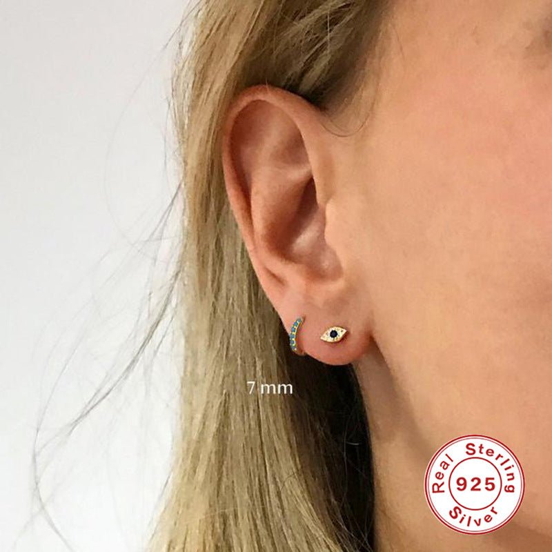 Dainty Turquoise Huggie Hoops | 18K Gold Plated | Handmade Minimalist Earrings