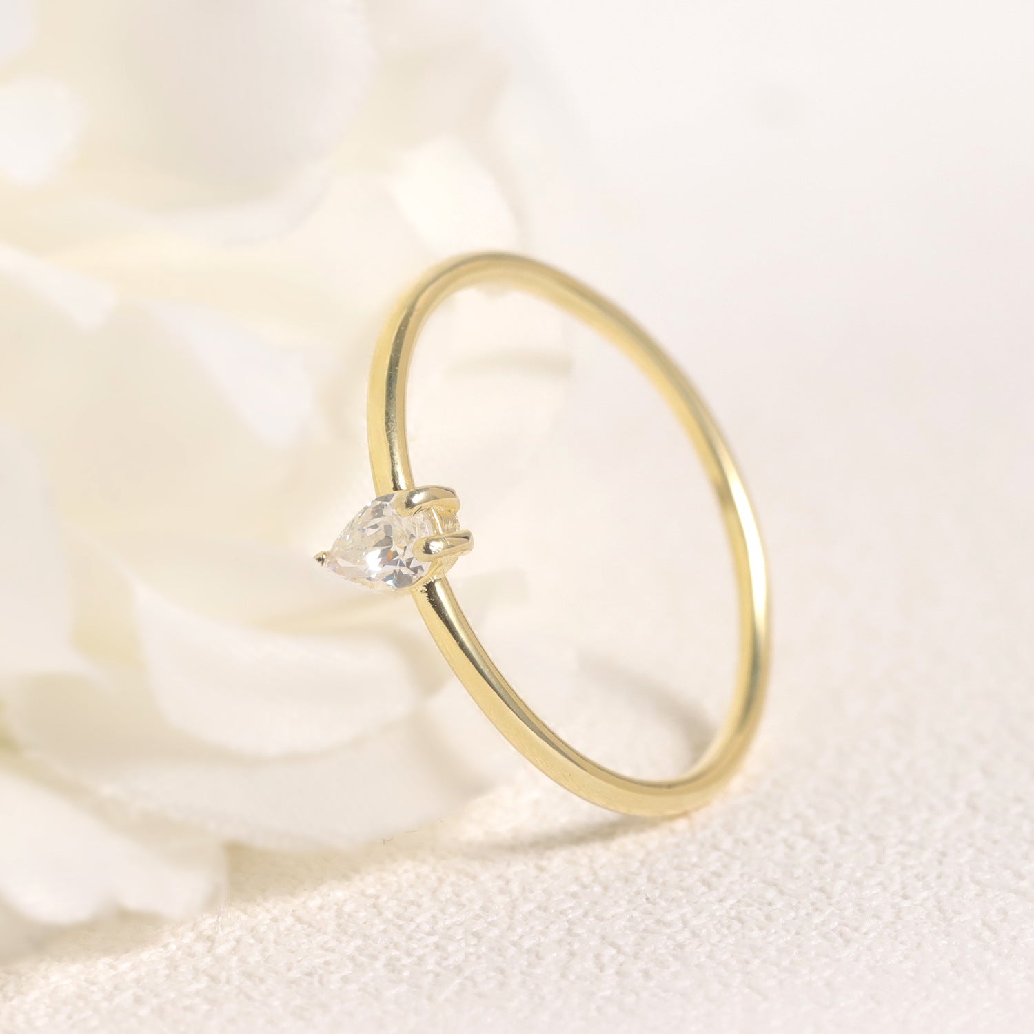 Delicate Pear Moissanite Ring 925 Sterling Silver Stacked Ring Gift for Her