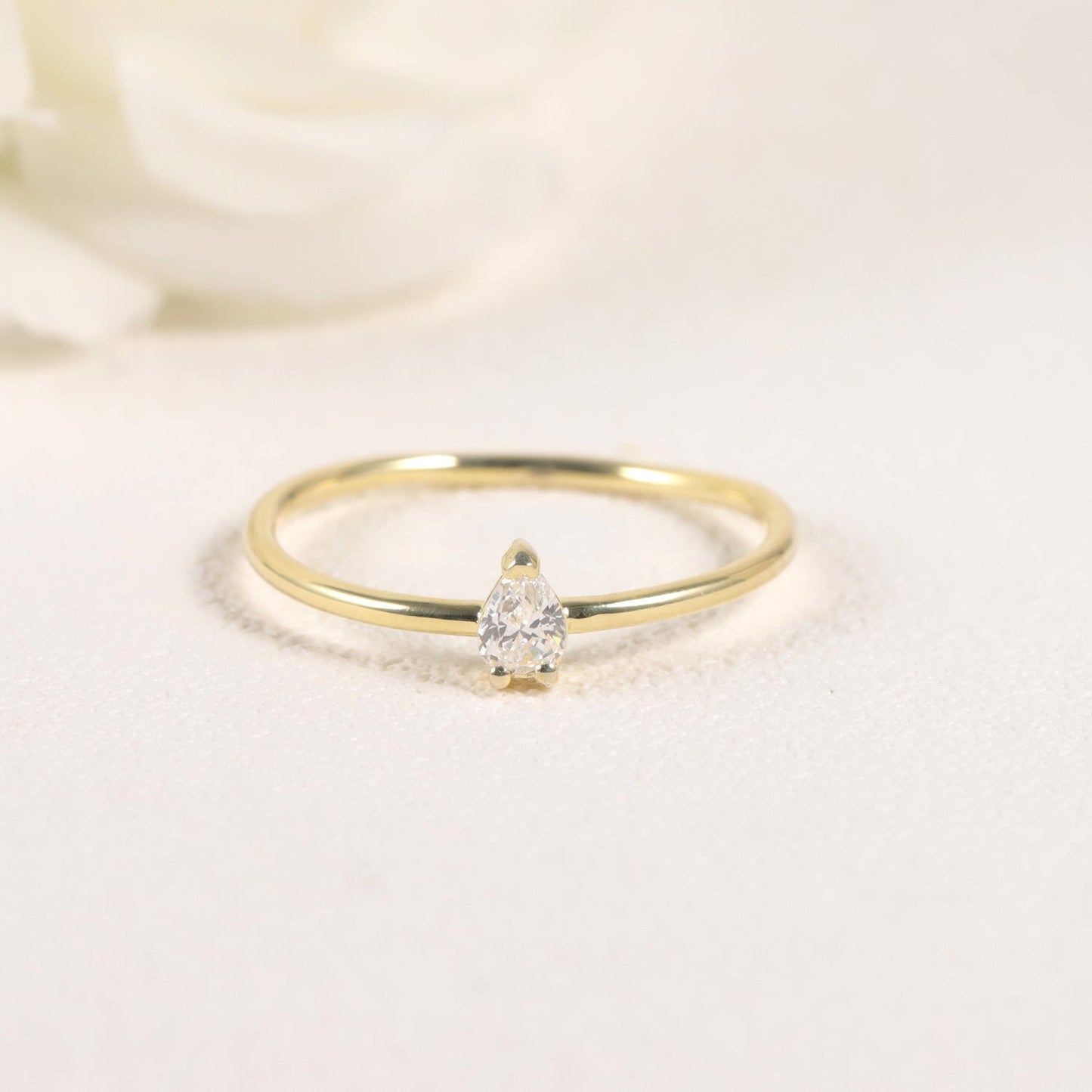 Delicate Pear Moissanite Ring 925 Sterling Silver Stacked Ring Gift for Her