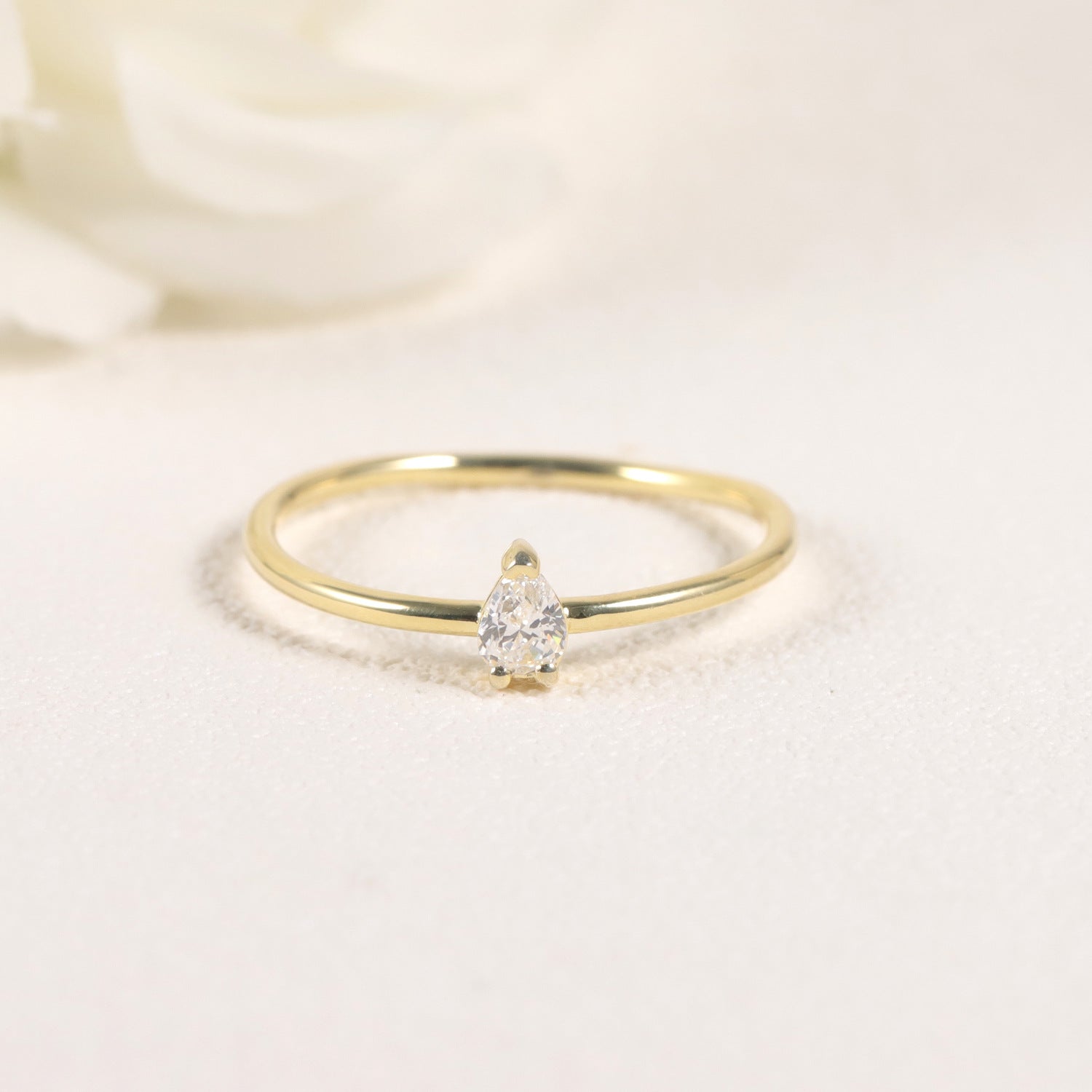 Delicate Pear Moissanite Ring 925 Sterling Silver Stacked Ring Gift for Her