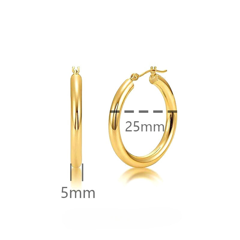 Round Hoop Earrings 925 Sterling Silver Shiny Hoops Handmade with Love