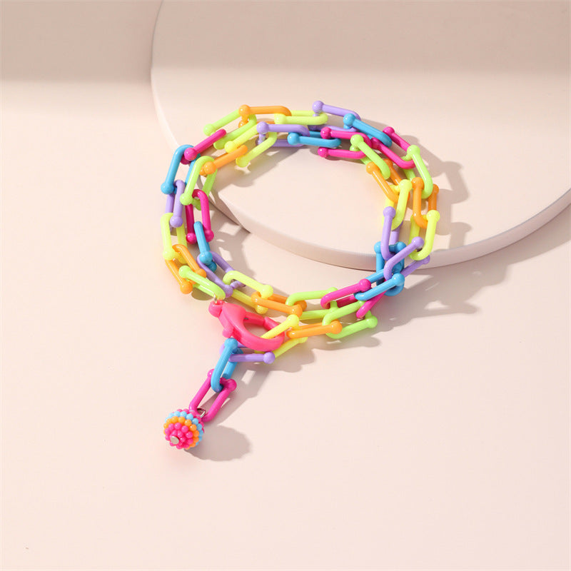 New Handmade Chain Stitching Anklet Handmade Color Fashion Double Layer