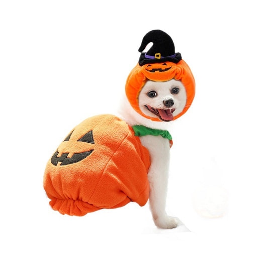 Pumpkin Pet Costume Vest | Halloween Harness for Small Dogs & Cats