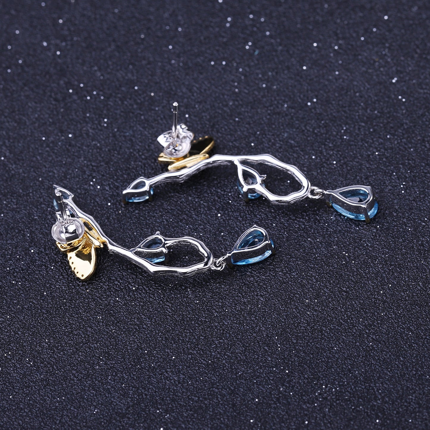 Topaz Butterfly Earrings Elegant Natural Style in Sterling Silver