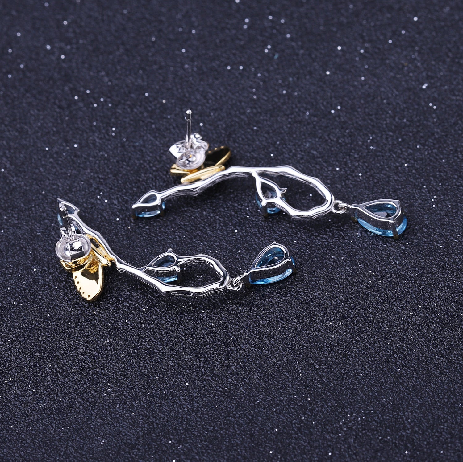 Topaz Butterfly Earrings Elegant Natural Style in Sterling Silver