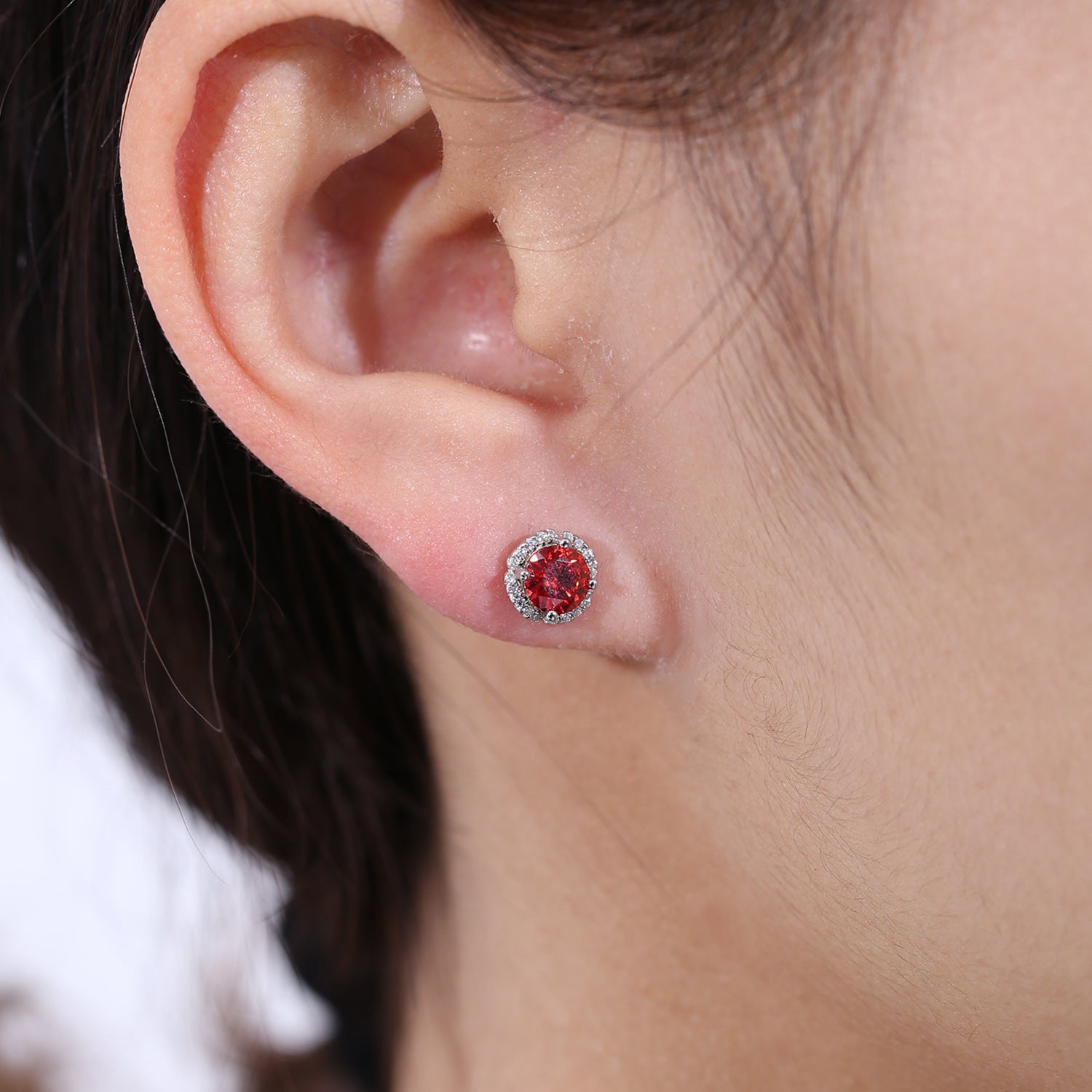 Flower 0.5ct Colorful Round Moissanite Stud Earrings 925 Sterling Silver Gold Plated