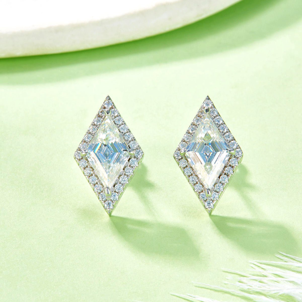 Geometric Diamond-Cut Moissanite Stud Earrings