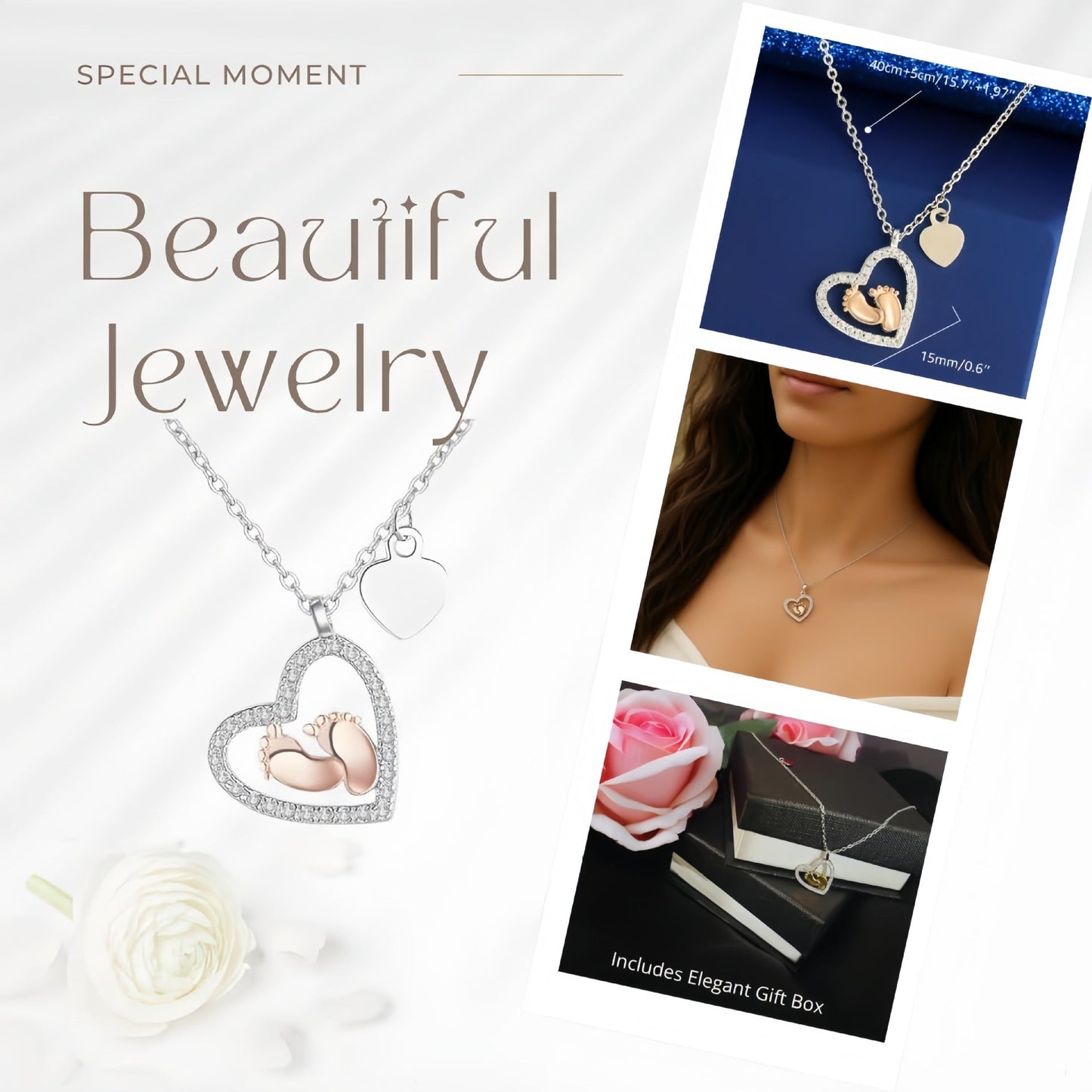 GiltJoy| Baby's Footprints Love Necklace |Mother's Day Gift