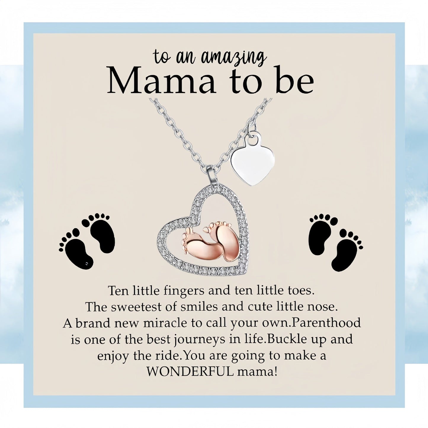 GiltJoy| Baby's Footprints Love Necklace |Mother's Day Gift