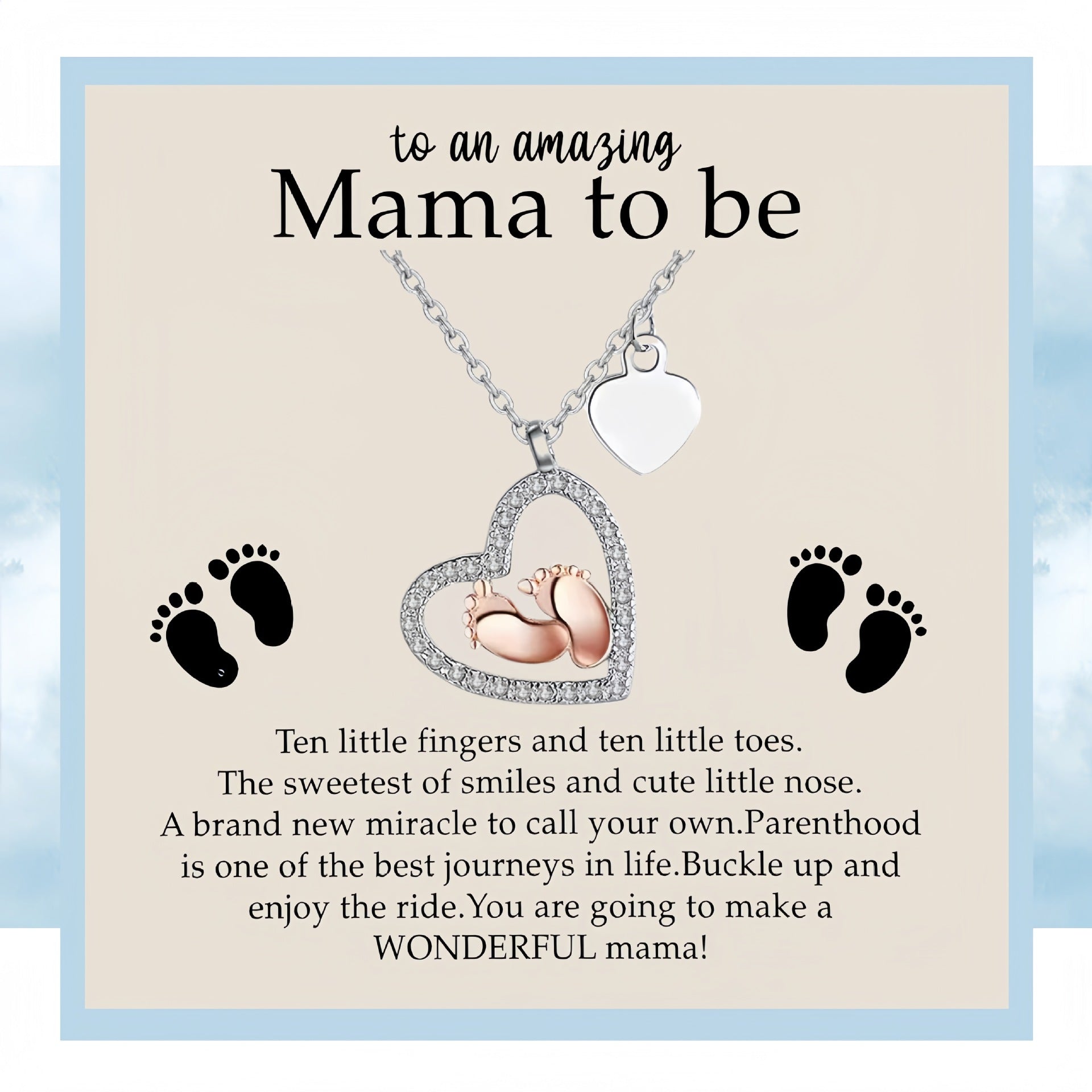 GiltJoy| Baby's Footprints Love Necklace |Mother's Day Gift