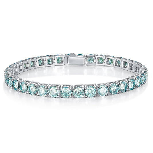 Green Moissanite Tennis Bracelet 925 Silver Chain Gift for Her
