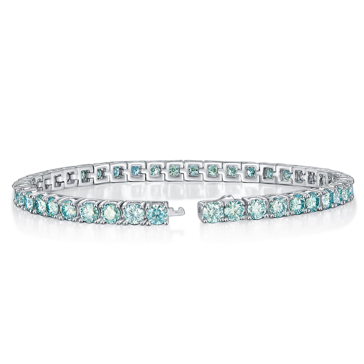 Green Moissanite Tennis Bracelet 925 Silver Chain Gift for Her