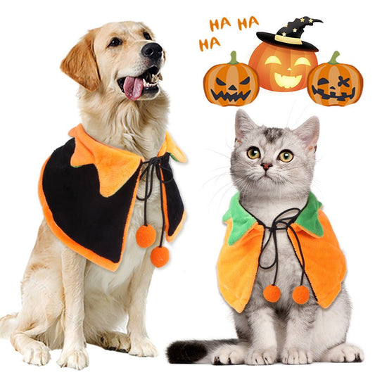 Halloween Pumpkin Double - sided Dog Cloak Cat Halloween Ornaments