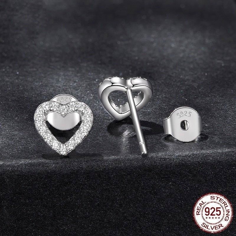 Heart Moissanite Earrings 925 Sterling Silver Platinum-plated Stud