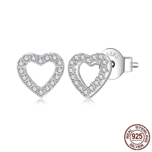 Heart Moissanite Earrings 925 Sterling Silver Platinum-plated Stud