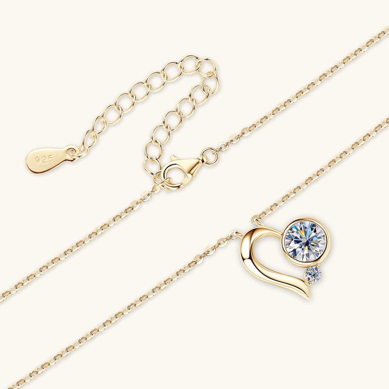 Dainty Heart Moissanite Sterling Silver Necklace Bridesmaid Gift for Her