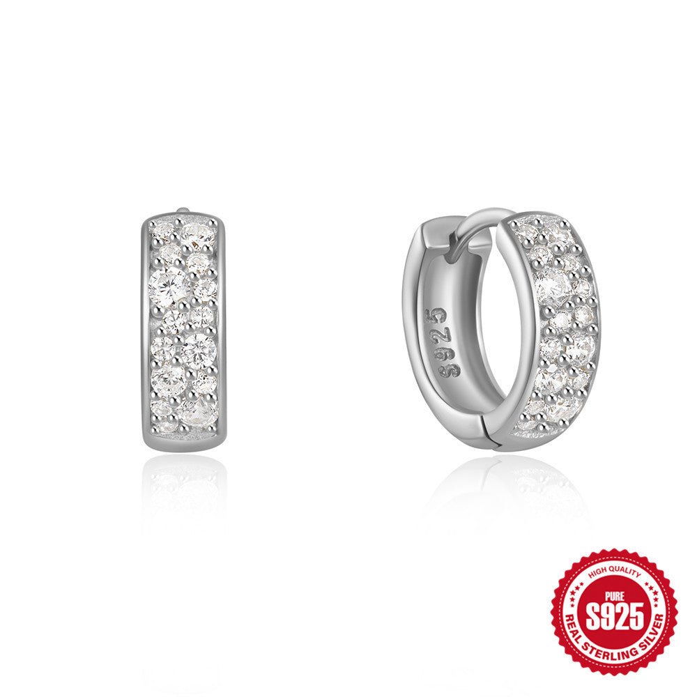 Heart-shaped Cubic Zirconia Huggies Hoop Earrings 925 Sterling Silver Gift for Her