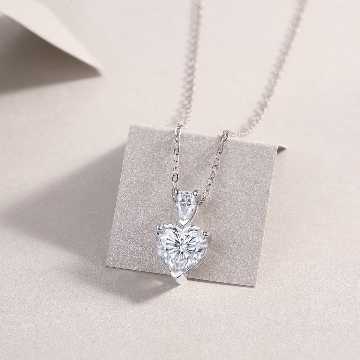 Heart - Shaped Moissanite Necklace 925 Sterling Silver Dainty Everyday Jewelry