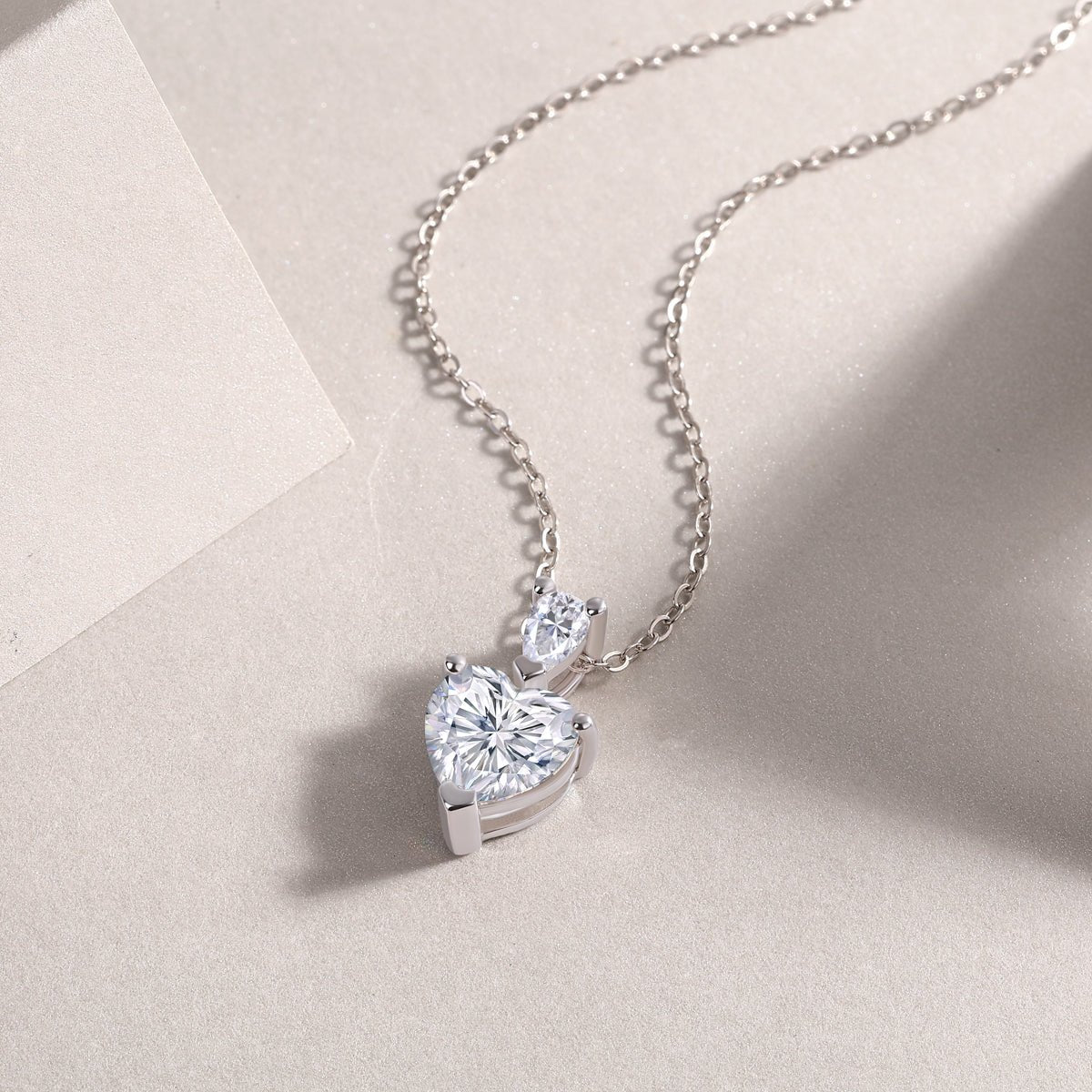 Heart - Shaped Moissanite Necklace 925 Sterling Silver Dainty Everyday Jewelry