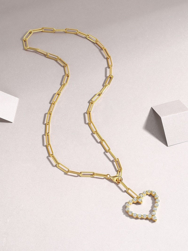 Heart's Wish Moissanite Pendant Necklace 925 Sterling Silver 18k Gold-plated