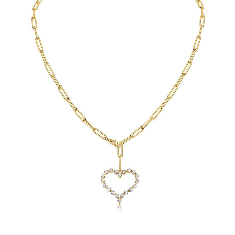 Heart's Wish Moissanite Pendant Necklace 925 Sterling Silver 18k Gold-plated