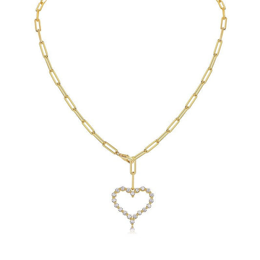 Heart's Wish Moissanite Pendant Necklace 925 Sterling Silver 18k Gold-plated
