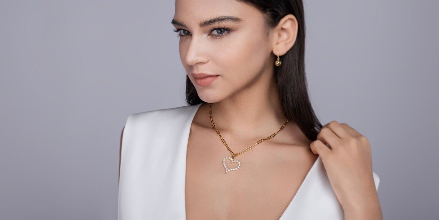 Heart's Wish Moissanite Pendant Necklace 925 Sterling Silver 18k Gold-plated