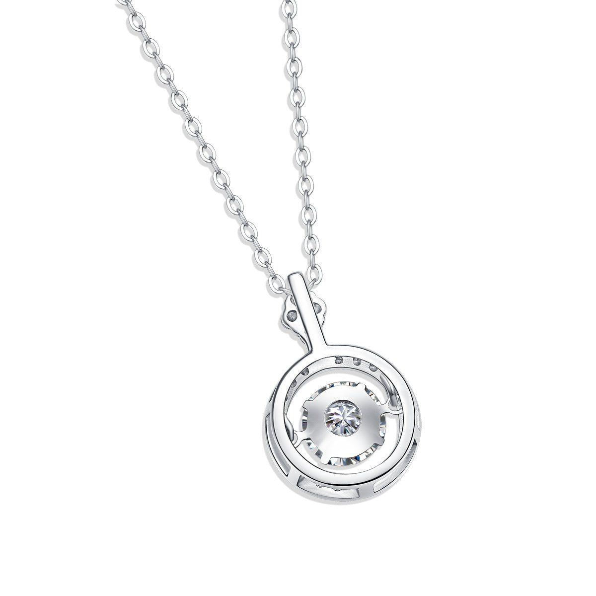 Hollow Rotating Moissanite Pendant Necklace Sterling Silver Gift for Her