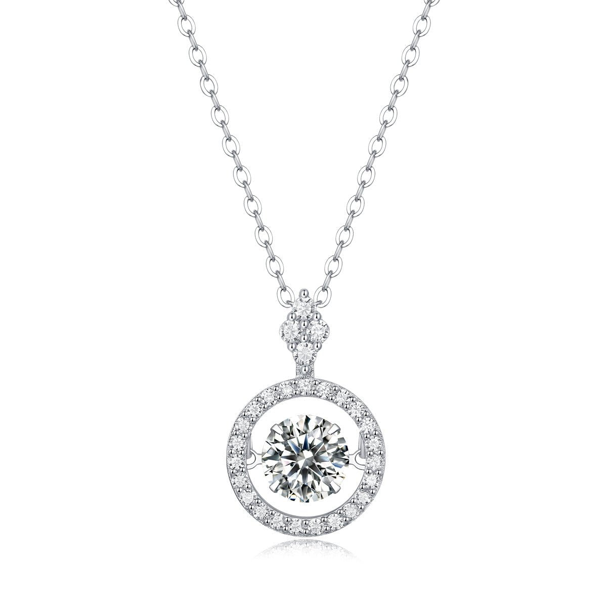 Hollow Rotating Moissanite Pendant Necklace Sterling Silver Gift for Her
