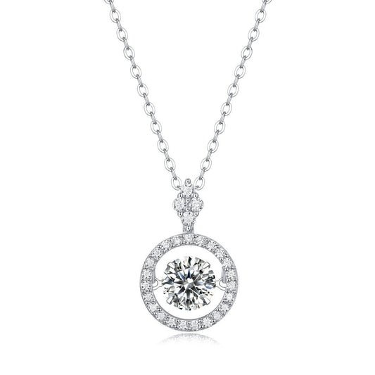 Hollow Rotating Moissanite Pendant Necklace Sterling Silver Gift for Her