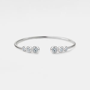 Moissanite Round Cut Stacking Bangle Bracelet Sterling Silver Minimalist Jewelry