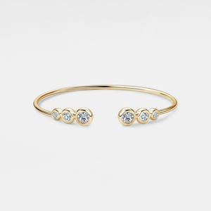 Moissanite Round Cut Stacking Bangle Bracelet Sterling Silver Minimalist Jewelry