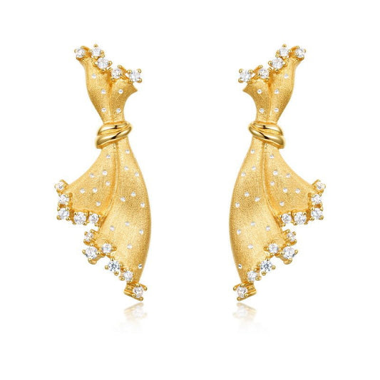 Italian Brushed Hoop Earrings | 925 Sterling Silver with 10K Gold Finish | Literary Retro Gift