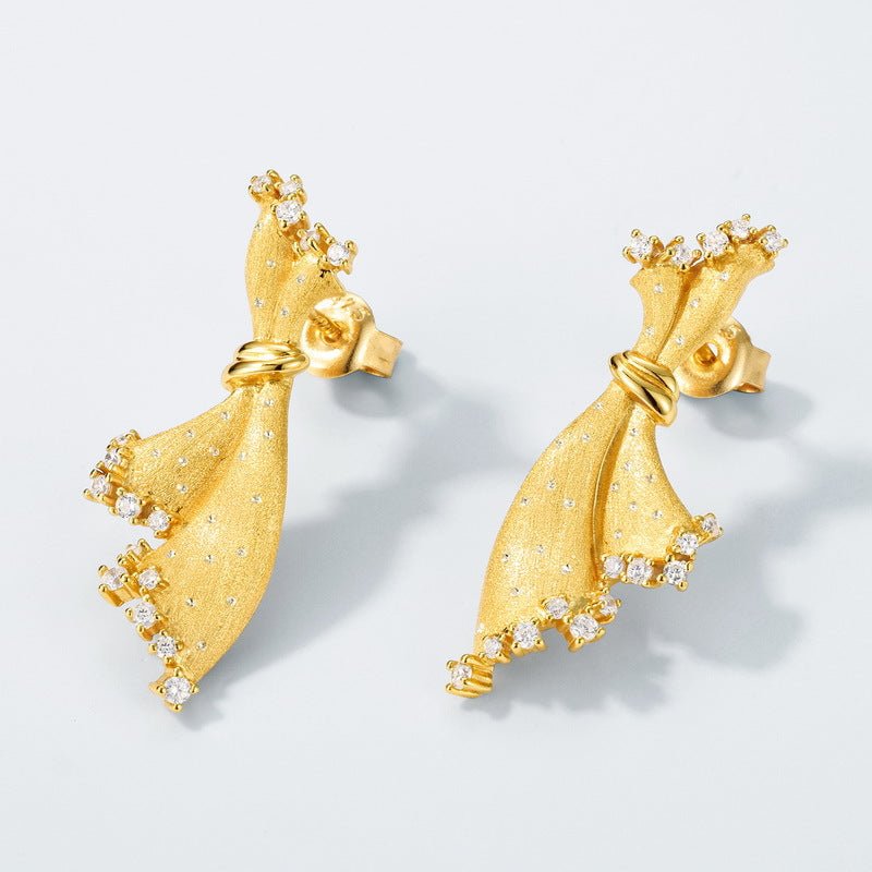 Italian Brushed Hoop Earrings | 925 Sterling Silver with 10K Gold Finish | Literary Retro Gift