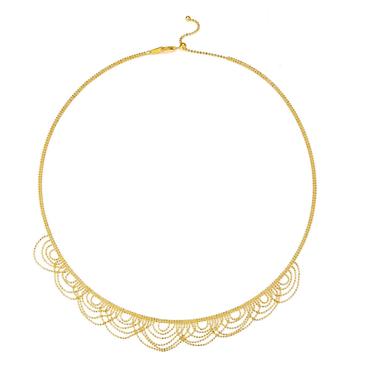 Italian Lace Weave Wave Necklace - 18K Gold Plated 925 Sterling Silver, Vintage Chain Jewelry
