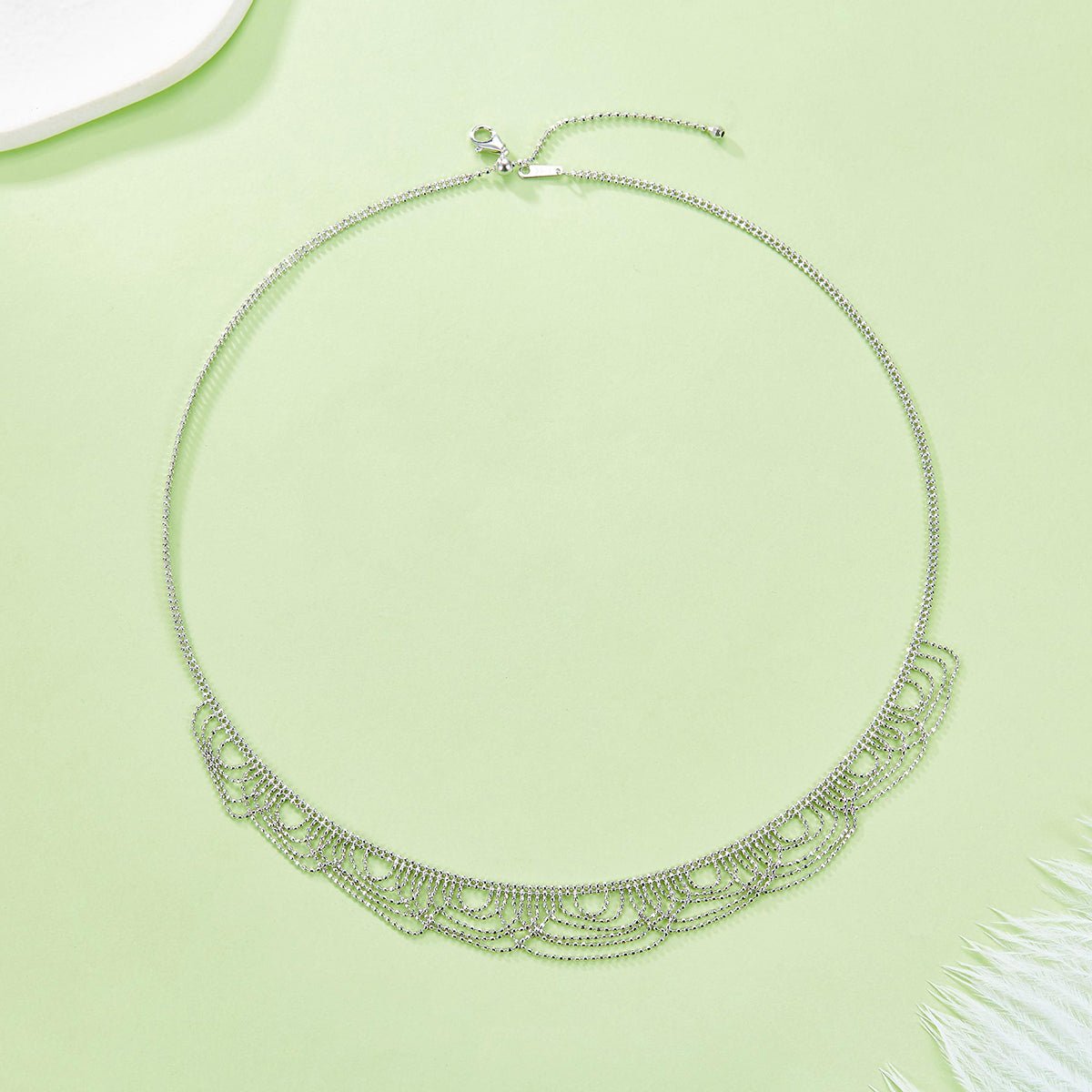 Italian Lace Weave Wave Necklace - 18K Gold Plated 925 Sterling Silver, Vintage Chain Jewelry