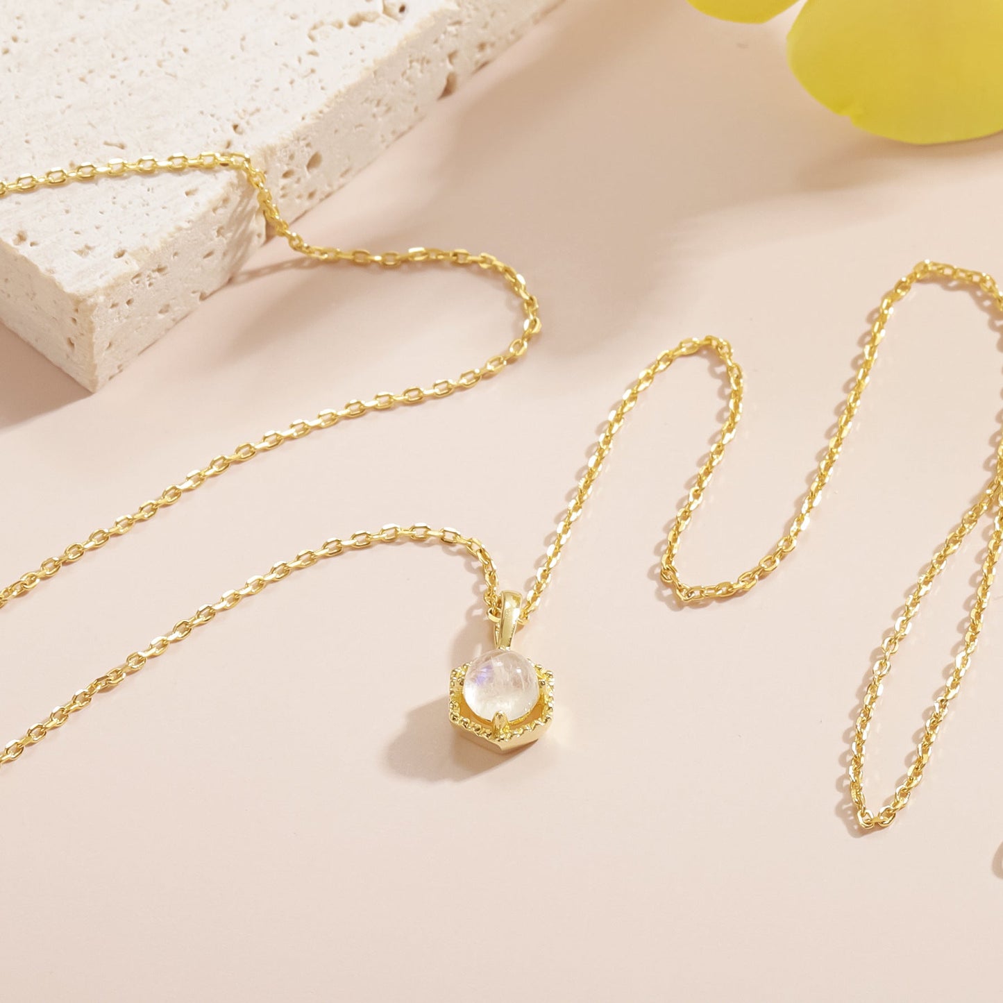 June Birthstone Necklace, Dainty Moonstone Pendant for Bridesmaids Gift