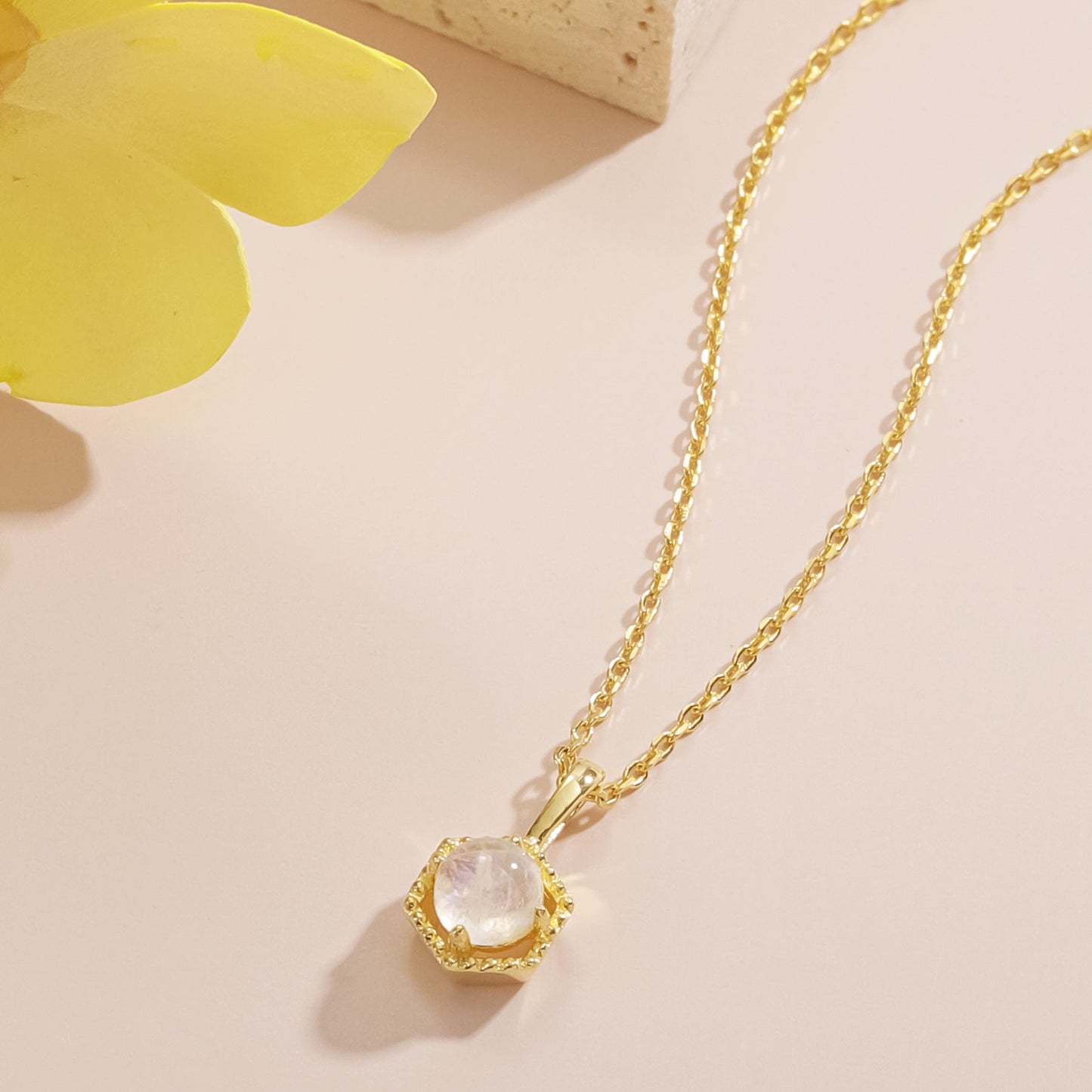 June Birthstone Necklace, Dainty Moonstone Pendant for Bridesmaids Gift